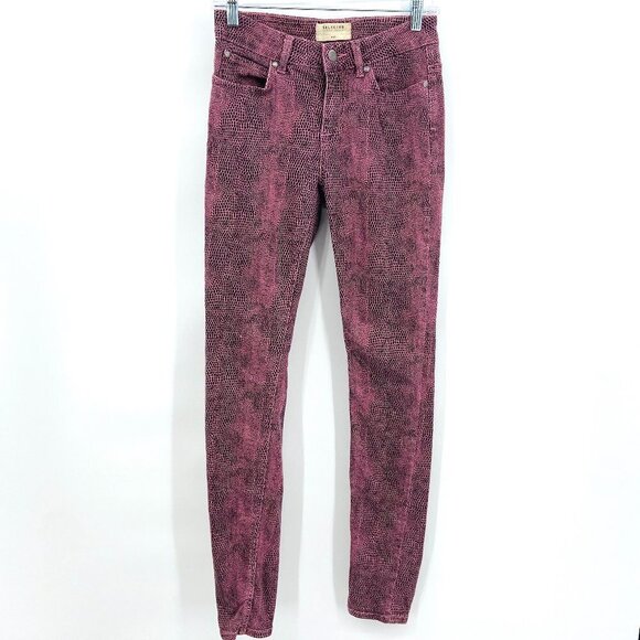 SELECTED FEMME *FLAWED* Annie Pink Black Reptile Print Mid Rise Skinny Jeans 27 - Picture 2 of 11